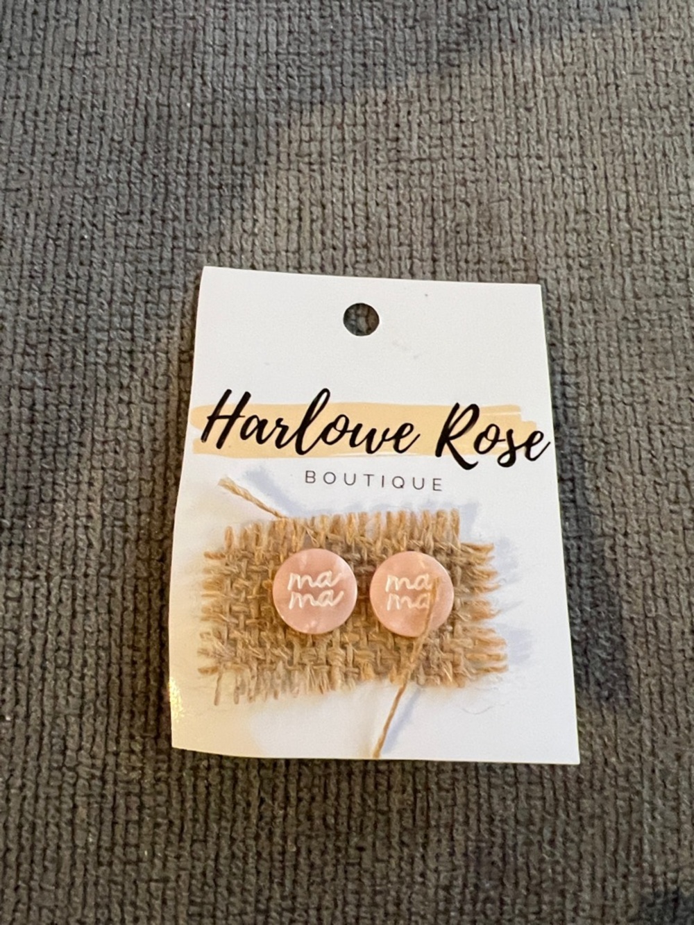 Harlowe Rose Boutique "mama" Pink Stud Earrings